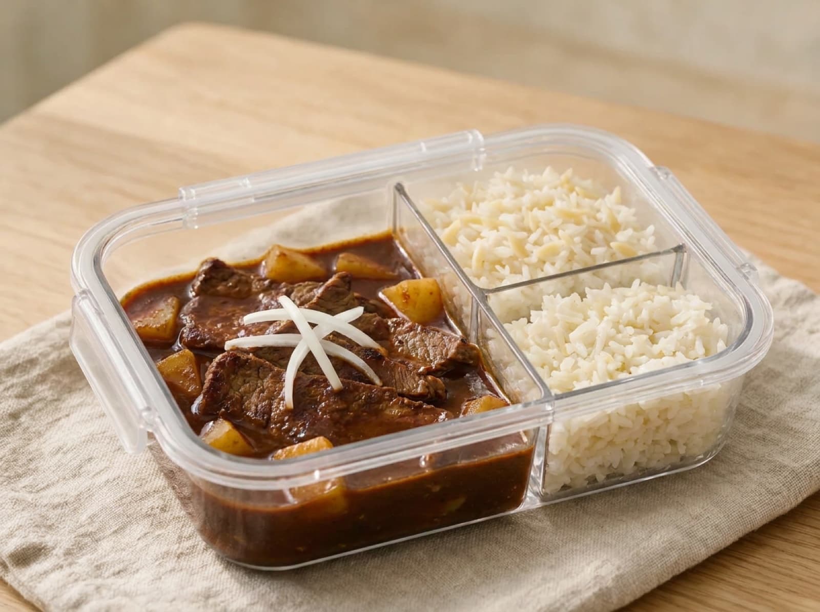 Bistec en salsa de chile pasilla con papas